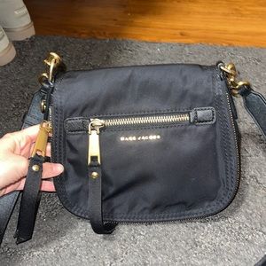 Marc Jacobs Trooper Nomad Small Misnight Blue Nylon Saddle Crossbody Bag .